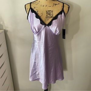 NWT APT 9 Lavender Purple Black Lace Lingerie Silk Slip Size XL